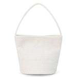 Matisse Vancouver Woven Bucket Bag in ivory woven leather, front view