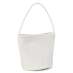 Matisse Vancouver Woven Bucket Bag in ivory woven leather, side view