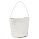 Matisse Vancouver Woven Bucket Bag in ivory woven leather, side view