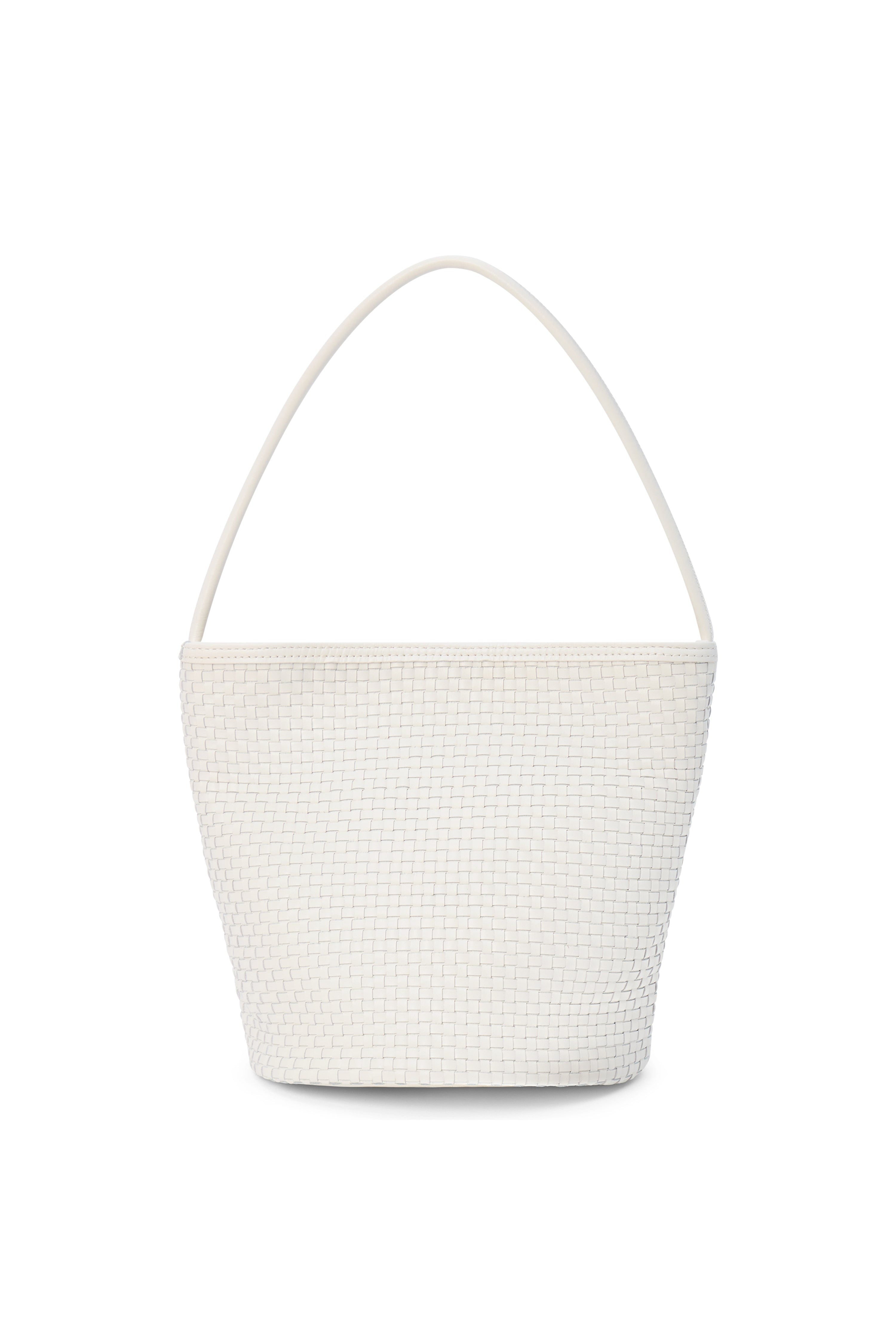 Matisse Vancouver Woven Bucket Bag in ivory woven leather, back view