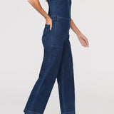 Performance Denim Short Sleeve Jumpsuit