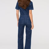 Performance Denim Short Sleeve Jumpsuit