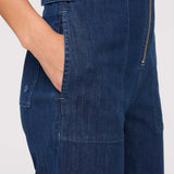 Performance Denim Short Sleeve Jumpsuit