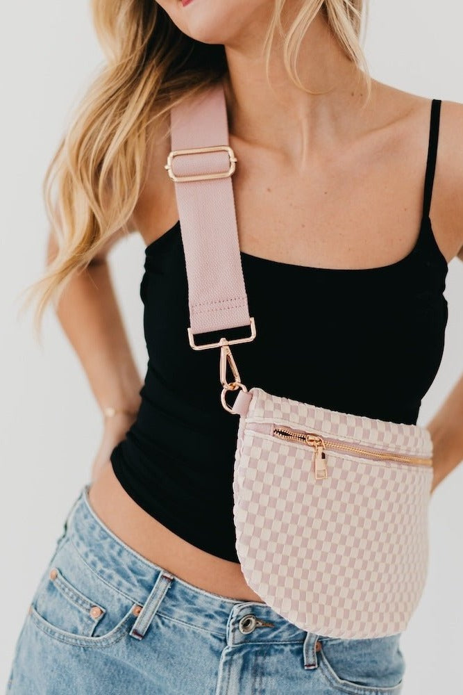 Westlyn Woven Bum Bag in Checkered Blush