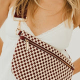 Westlyn Woven Bum Bag in Checkered Burgundy
