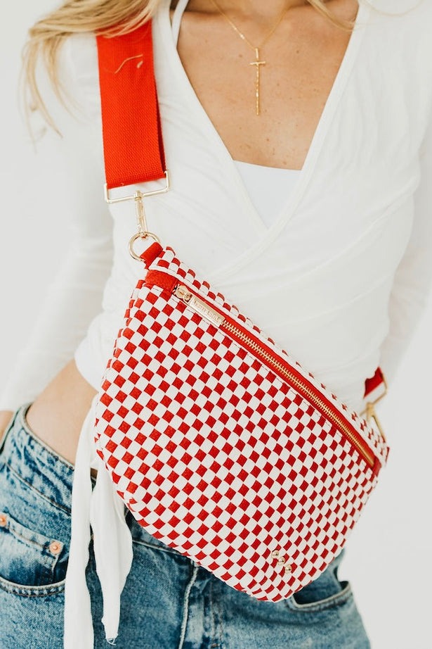Westlyn Woven Bum Bag in Checkered Cherry