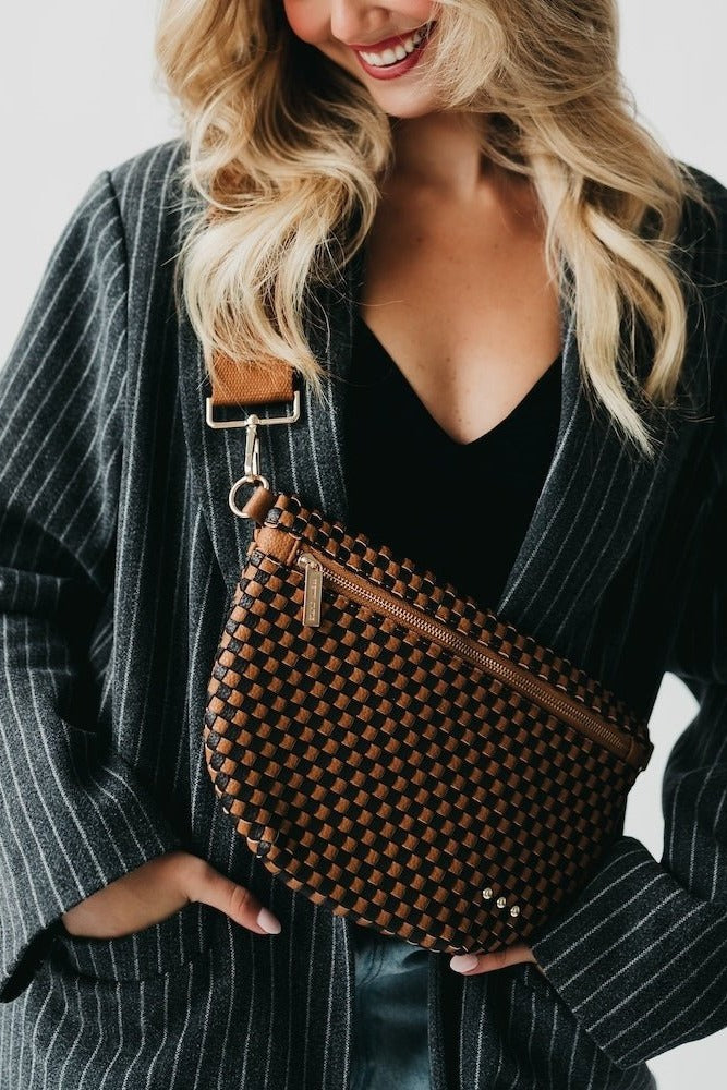 Westlyn Woven Bum Bag in Checkered Coffee