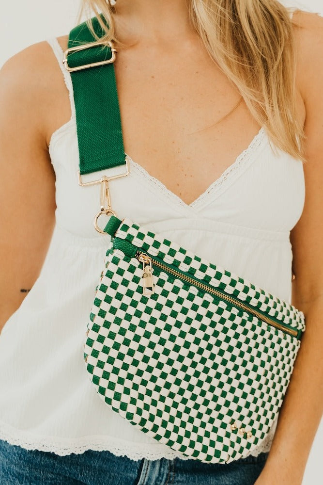 Westlyn Woven Bum Bag in Checkered Emerald
