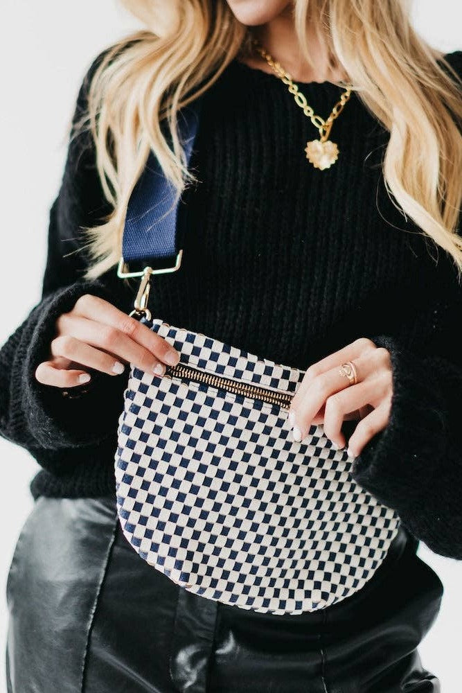 Westlyn Woven Bum Bag in Checkered Navy