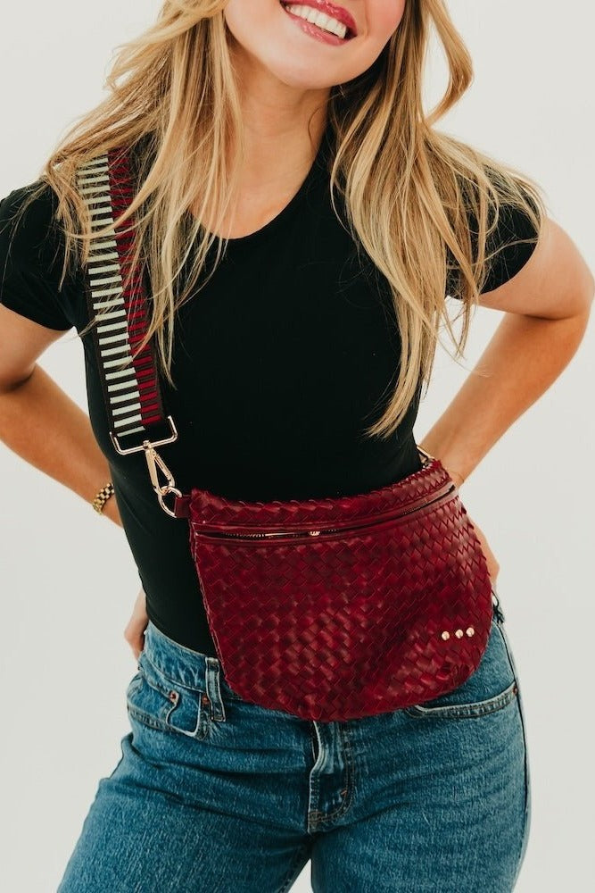 Westlyn Woven Bum Bag in Sangria Red