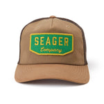 Seager Wilson Waxed Canvas Snapback in Tan, front view