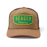 Seager Wilson Waxed Canvas Snapback in Tan, front view