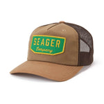 Seager Wilson Waxed Canvas Snapback in Tan, three quarter view