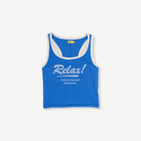 Relax Ribbed Graphic Tank - Blue - MTT Collective