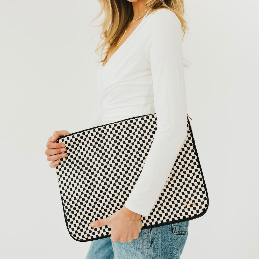 Walker Woven Laptop Sleeve - Checkered Black