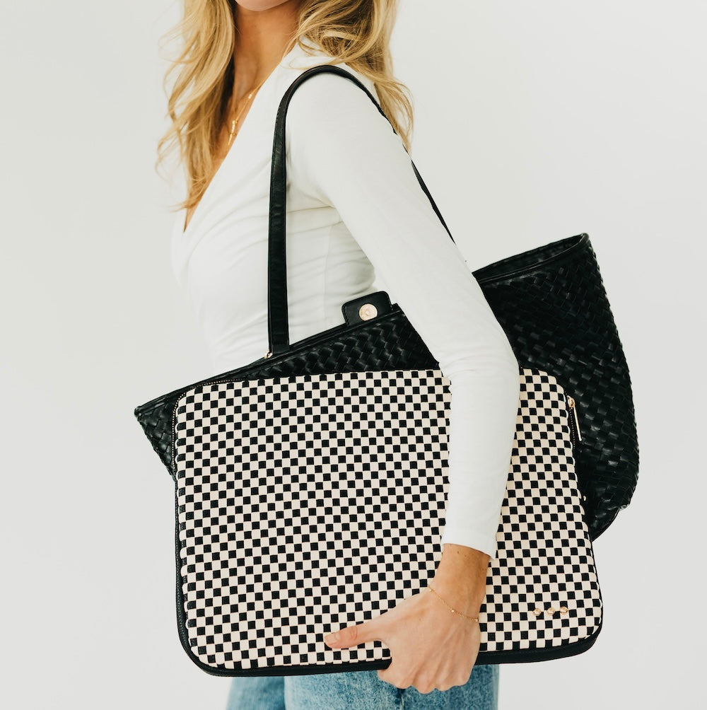 Walker Woven Laptop Sleeve - Checkered Black