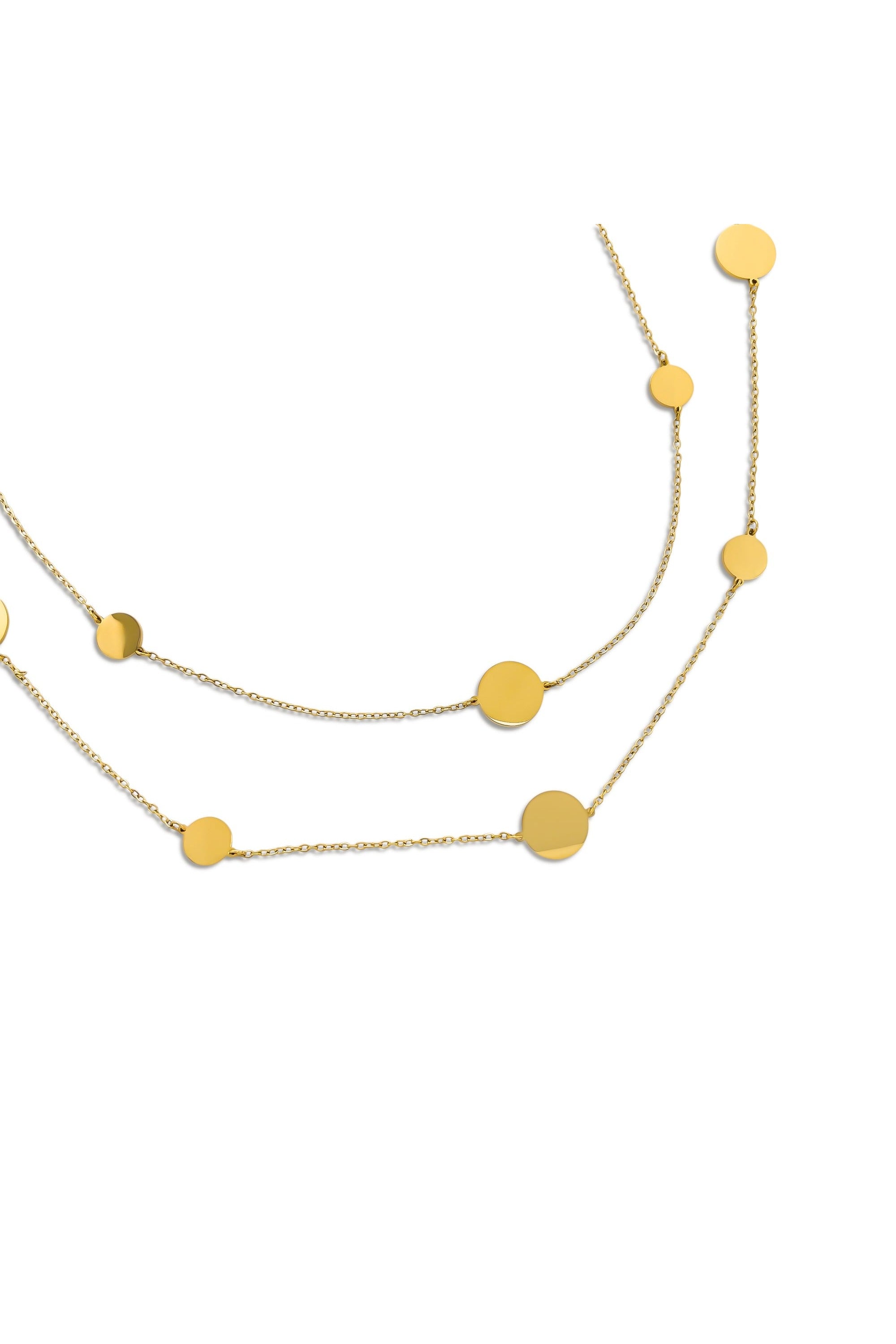 Double layer disc necklace detail