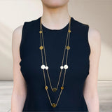 Double layer disc necklace styled