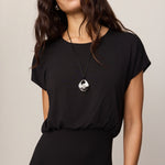 Anika Jersey Midi Dress in Black, waist detail