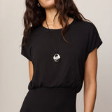 Anika Jersey Midi Dress in Black, waist detail