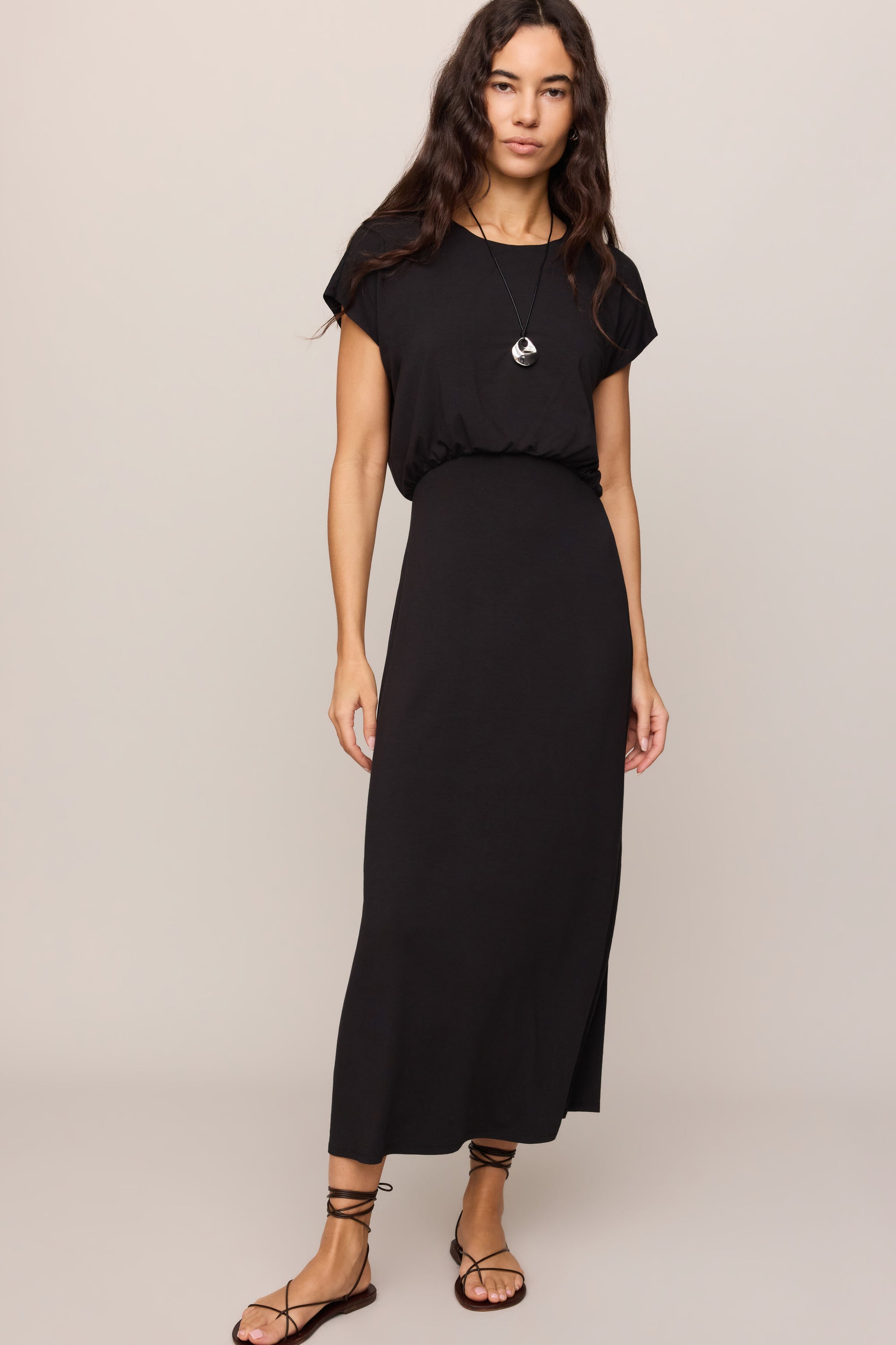 Anika Jersey Midi Dress in Black, front