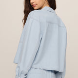 Erin Soft Denim Railroad Jacket in Seaboard Stripe, back