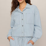 Erin Soft Denim Railroad Jacket in Seaboard Stripe, cuff detail