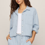 Erin Soft Denim Railroad Jacket in Seaboard Stripe, front