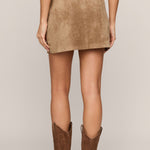 Perri Suede Mini Skirt in Light Sand, back