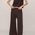 Scout Jersey Crop Flare Pant in Dark Chocolate - full look