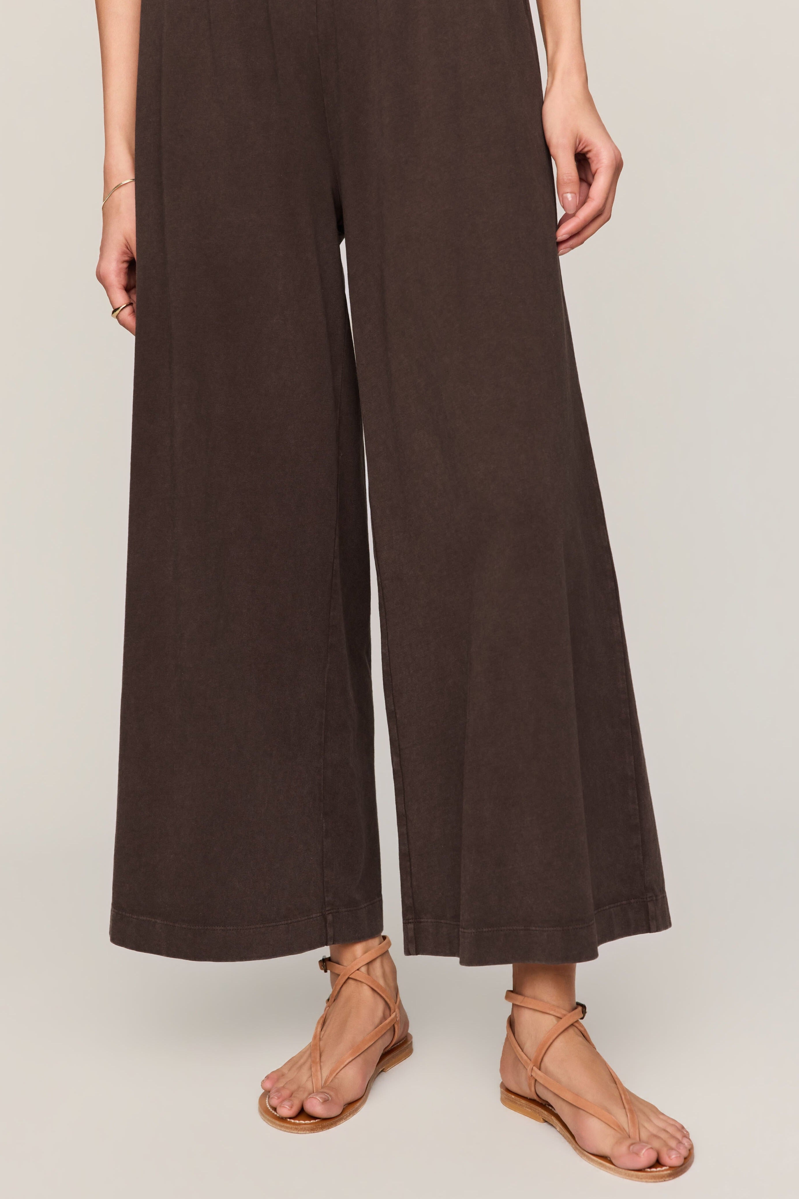 Scout Jersey Crop Flare Pant in Dark Chocolate - front