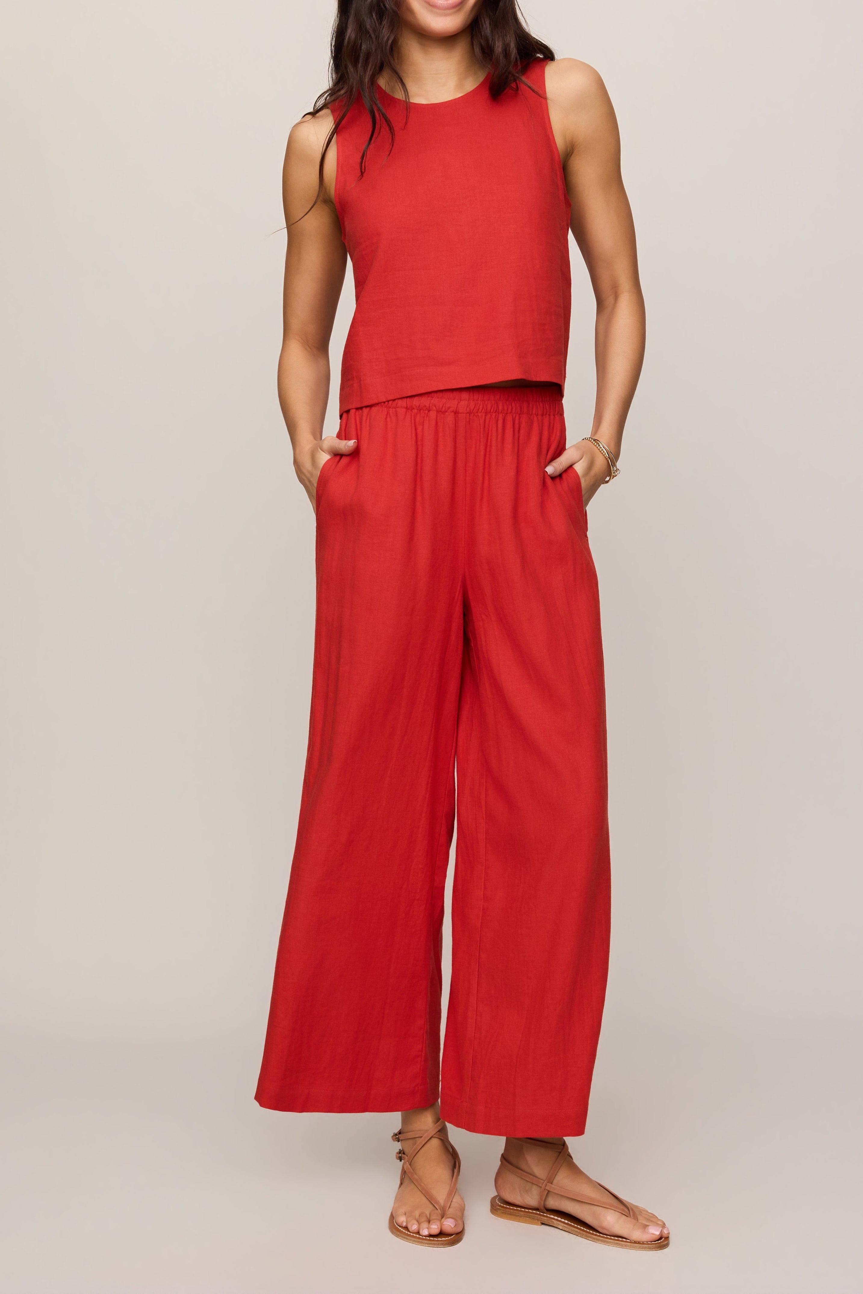 Scout Linen Pant in Chili Pepper - full look
