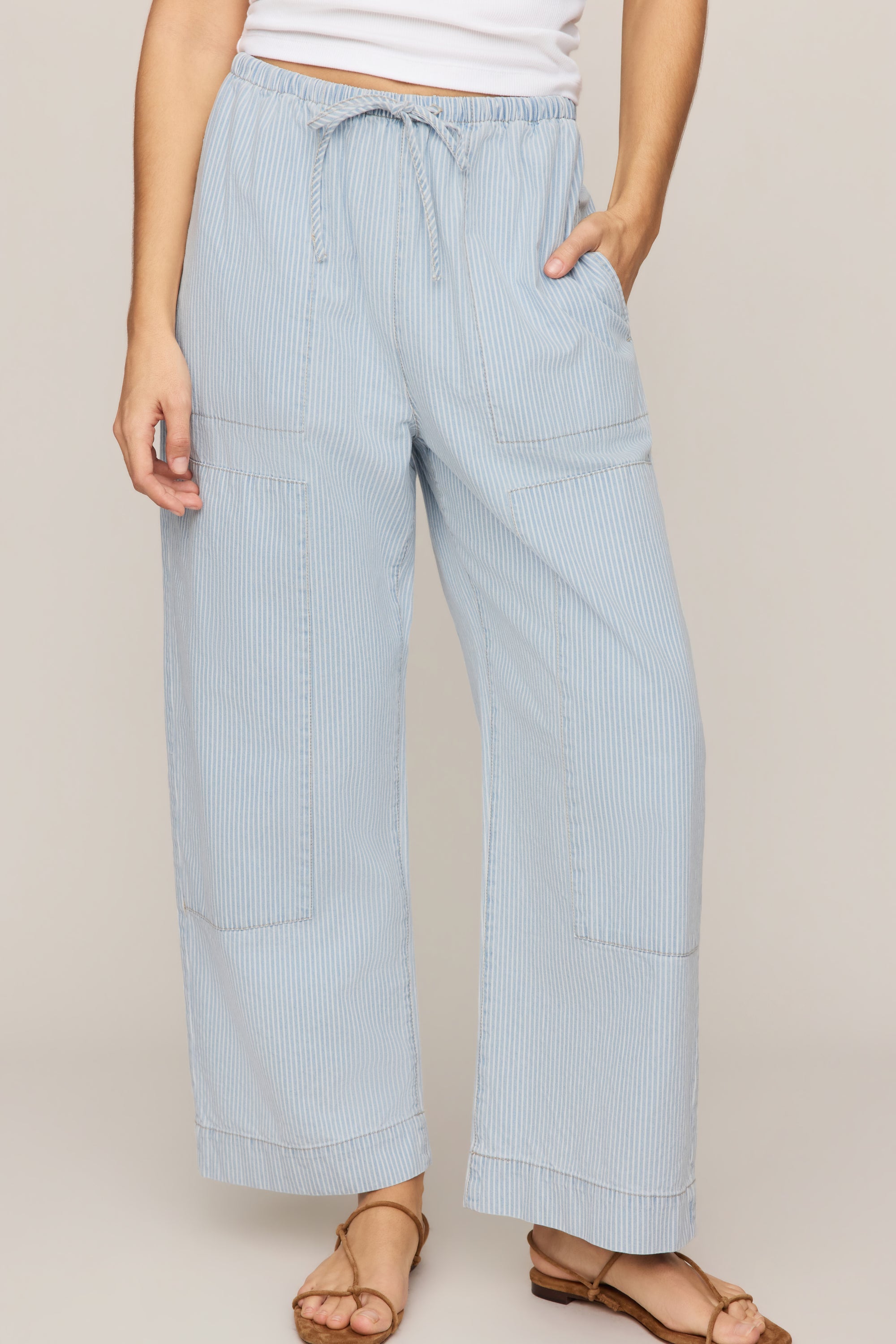 Soft Denim Carpenter Pant in Seaboard Stripe, front