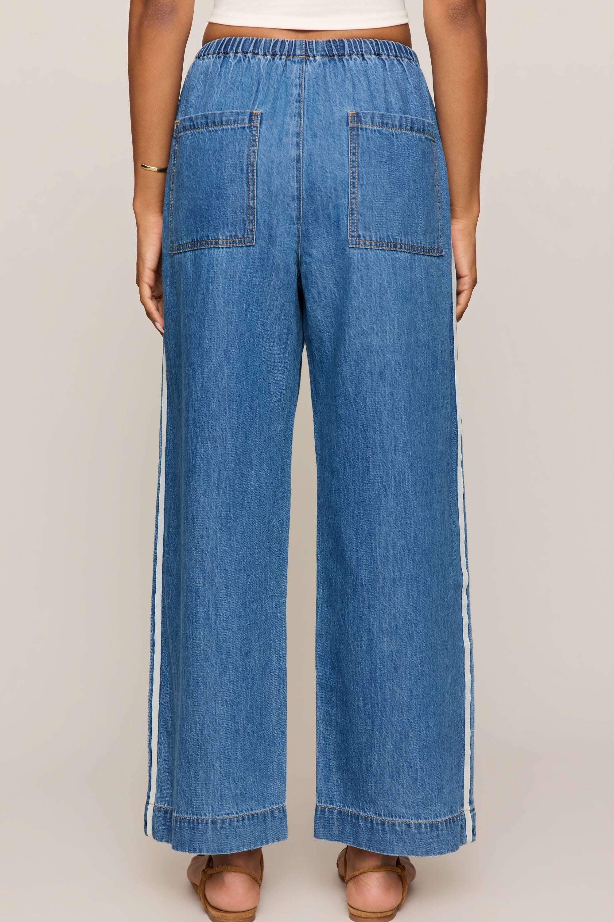 The Sidelines Denim Track Pant in Dreamstate, back