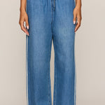 The Sidelines Denim Track Pant in Dreamstate, front