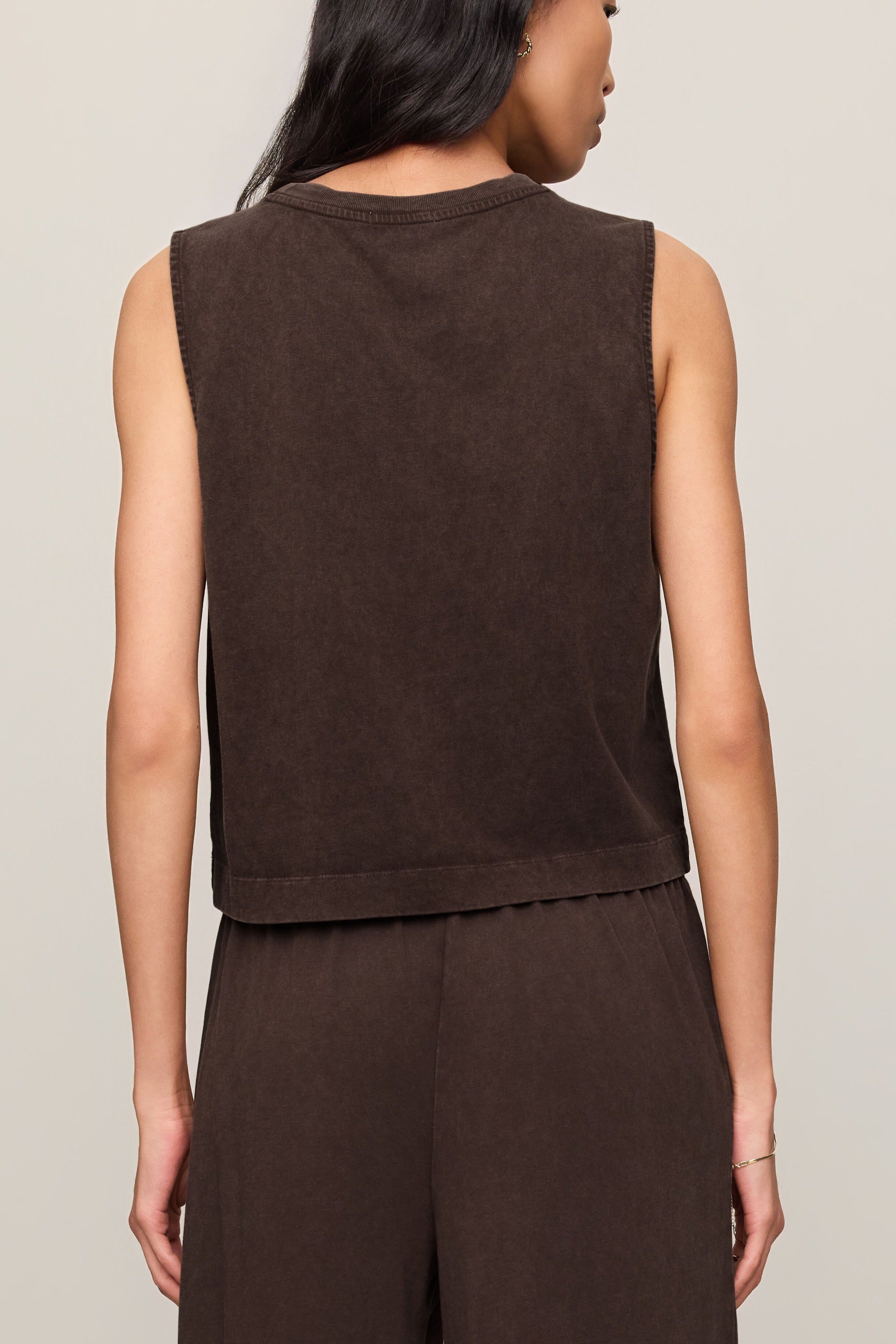 Sloane Cotton Jersey Tank in Dark Chocolate - back