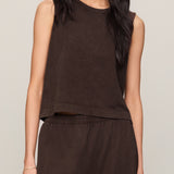 Sloane Cotton Jersey Tank in Dark Chocolate - front