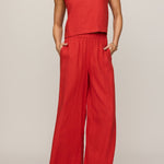 Sloane Linen Cropped Tank in Chili Pepper - full look