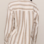 Perfect Striped Linen Button Up in Light Toffee - back