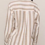Perfect Striped Linen Button Up in Light Toffee - back
