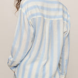 Perfect Striped Linen Button Up in Skyline - back