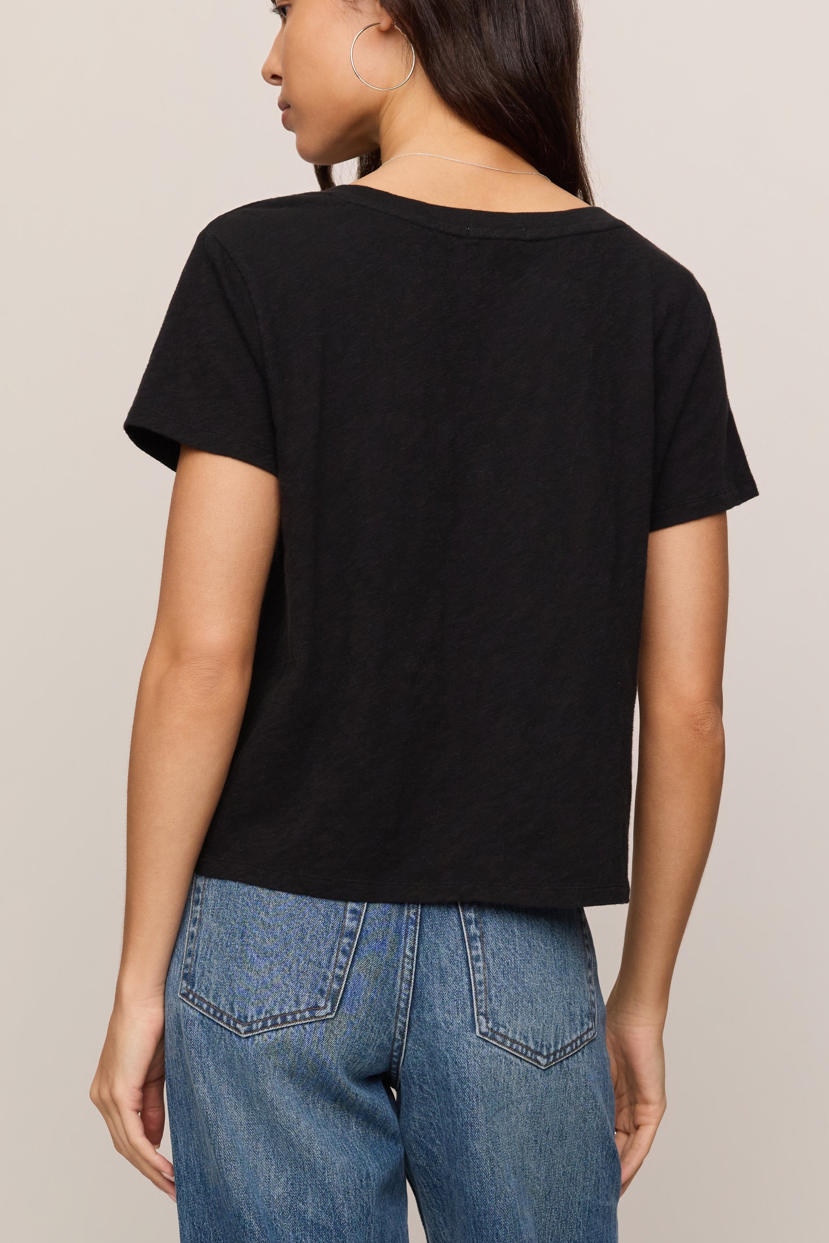 Nomad Slub V-Neck Tee in Black - back