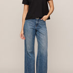 Nomad Slub V-Neck Tee in Black - full look