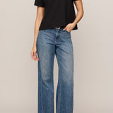 Nomad Slub V-Neck Tee in Black - full look