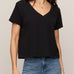 Nomad Slub V-Neck Tee in Black - front