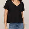 Nomad Slub V-Neck Tee in Black - front
