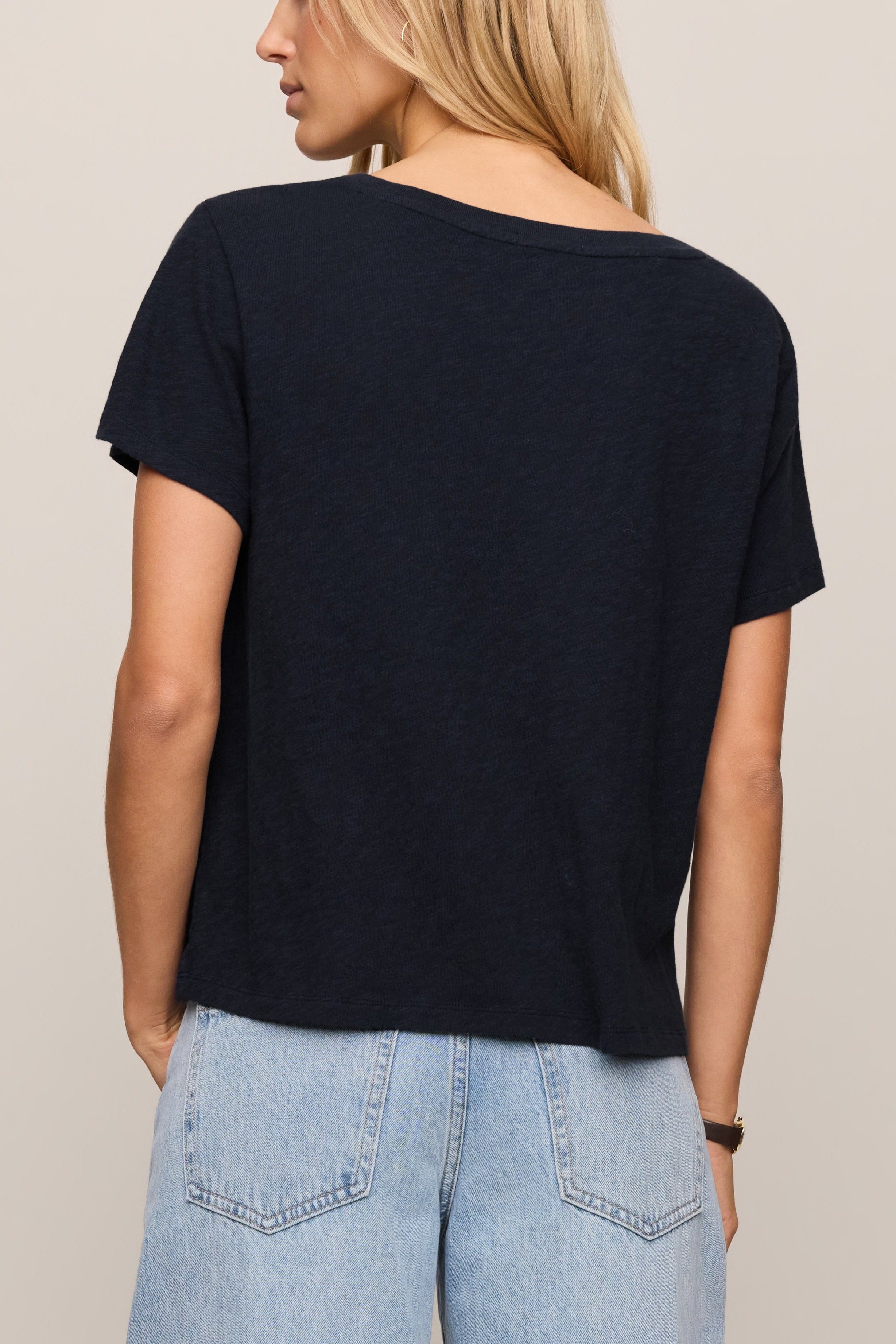 Nomad Slub V-Neck Tee in Eclipse - back