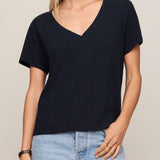 Nomad Slub V-Neck Tee in Eclipse - front