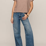 Nomad Slub V-Neck Tee in Heather Ash - full look