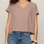 Nomad Slub V-Neck Tee in Heather Ash - front